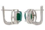 Серьги из серебра с агатом зелёным и фианитами овал 7х9 мм 57478