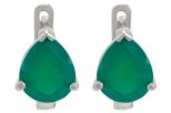 Серьги из серебра с агатом зелёным капля 8х10 мм 57482