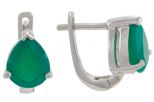 Серьги из серебра с агатом зелёным капля 8х10 мм 57482