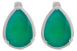 Серьги из серебра с агатом зелёным капля 10х14 мм 57484