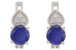 Серьги из серебра с сапфиром и фианитами круг 6 мм 57498