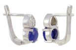 Серьги из серебра с сапфиром и фианитами круг 6 мм 57498