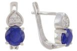 Серьги из серебра с сапфиром и фианитами круг 6 мм 57498