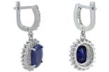 Серьги из серебра с сапфиром и фианитами овал 9х11 мм 57507