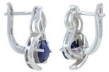 Серьги из серебра с сапфиром и фианитами капля 6х8 мм 57512