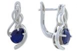Серьги из серебра с сапфиром и фианитами капля 6х8 мм 57512
