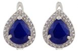 Серьги из серебра с сапфиром и фианитами капля 8х10 мм 57514