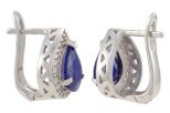 Серьги из серебра с сапфиром и фианитами капля 8х10 мм 57514