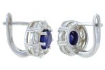 Серьги из серебра с сапфиром и фианитами круг 6 мм 57516