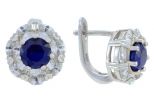 Серьги из серебра с сапфиром и фианитами круг 6 мм 57516