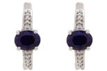 Серьги из серебра с сапфиром и фианитами овал 6х8 мм 57518