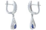 Серьги из серебра с сапфиром и фианитами овал 6х8 мм 57520