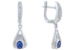 Серьги из серебра с сапфиром и фианитами овал 6х8 мм 57520
