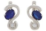 Серьги из серебра с сапфиром и фианитами овал 5х7 мм 57522