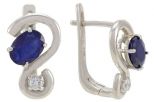 Серьги из серебра с сапфиром и фианитами овал 5х7 мм 57522