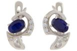 Серьги из серебра с сапфиром и фианитами овал 4х6 мм 57524