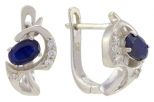 Серьги из серебра с сапфиром и фианитами овал 4х6 мм 57524