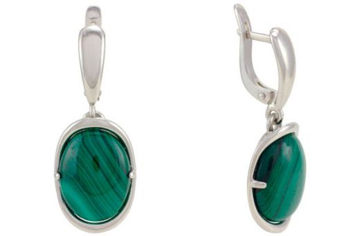 Серьги из серебра 925 пробы с малахитом.