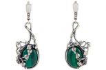 Серьги из серебра с малахитом овал 13х18 мм 57546