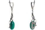 Серьги из серебра с малахитом овал 13х18 мм 57550