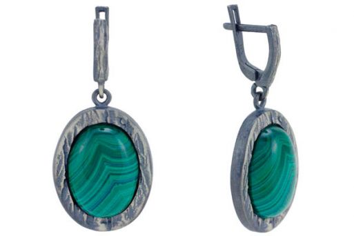 Серьги из серебра 925 пробы с малахитом.