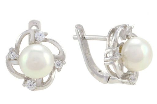 Серьги из серебра 925 пробы с жемчугом.