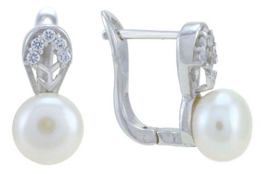 Серьги из серебра 925 пробы с жемчугом.