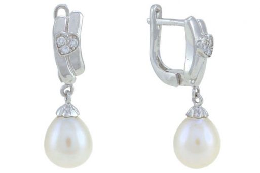 Серьги из серебра 925 пробы с жемчугом.