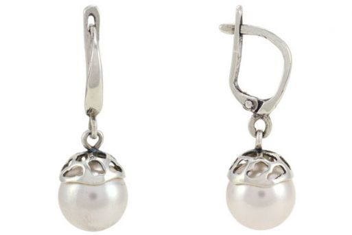 Серьги из серебра 925 пробы с жемчугом.