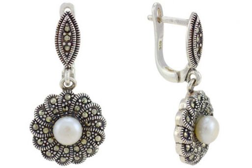 Серьги из серебра 925 пробы с жемчугом.