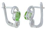 Серьги хризолит с фианитами. Вес 3,5 гр.