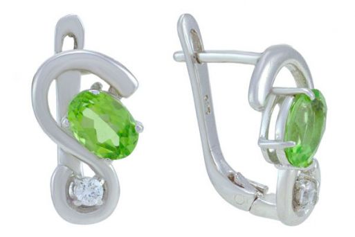 Серьги из серебра 925 пробы с Хризолитом.