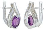 Серьги из серебра с александритом и фианитами овал 7х9 мм 57629