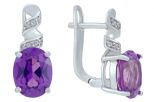 Серьги из серебра с александритом и фианитами овал 7х9 мм 57631