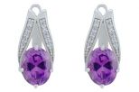 Серьги из серебра с александритом и фианитами овал 6х8 мм 57633