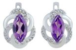 Серьги из серебра с александритом и фианитами маркиза 6х12 мм 57643