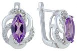 Серьги из серебра с александритом и фианитами маркиза 6х12 мм 57643