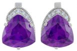 Серьги из серебра с александритом и фианитами треугольник 14х14х14 мм 57646