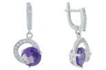 Серьги из серебра с александритом и фианитами круг 10 мм 57648