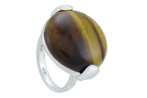 Кольцо из серебра 925 пробы с тигровым глазом.