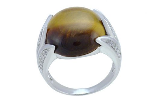 Кольцо из серебра 925 пробы с тигровым глазом.