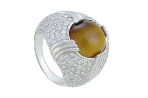 Кольцо из серебра 925 пробы с тигровым глазом.