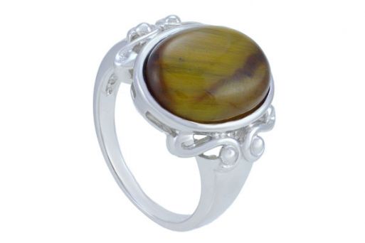Кольцо из серебра 925 пробы с тигровым глазом.