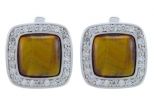 Серьги  тигровый глаз с фианитами. Вес 9,6 гр.