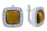 Серьги  тигровый глаз с фианитами. Вес 9,6 гр.