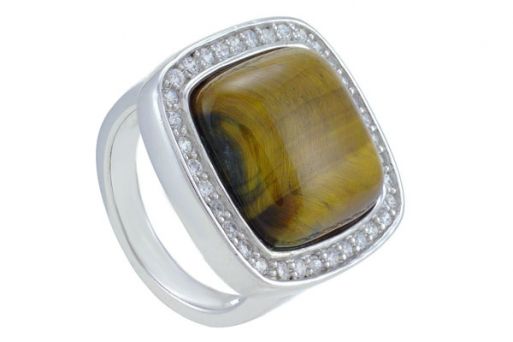Кольцо из серебра 925 пробы с тигровым глазом.