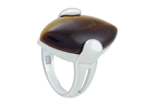 Кольцо из серебра 925 пробы с тигровым глазом.