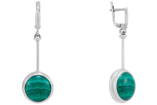 Серьги из серебра 925 пробы с малахитом.