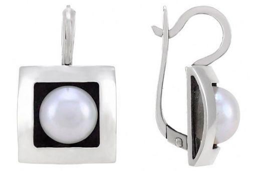 Серьги из серебра 925 пробы с жемчугом.
