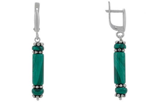 Серьги из серебра 925 пробы с малахитом.